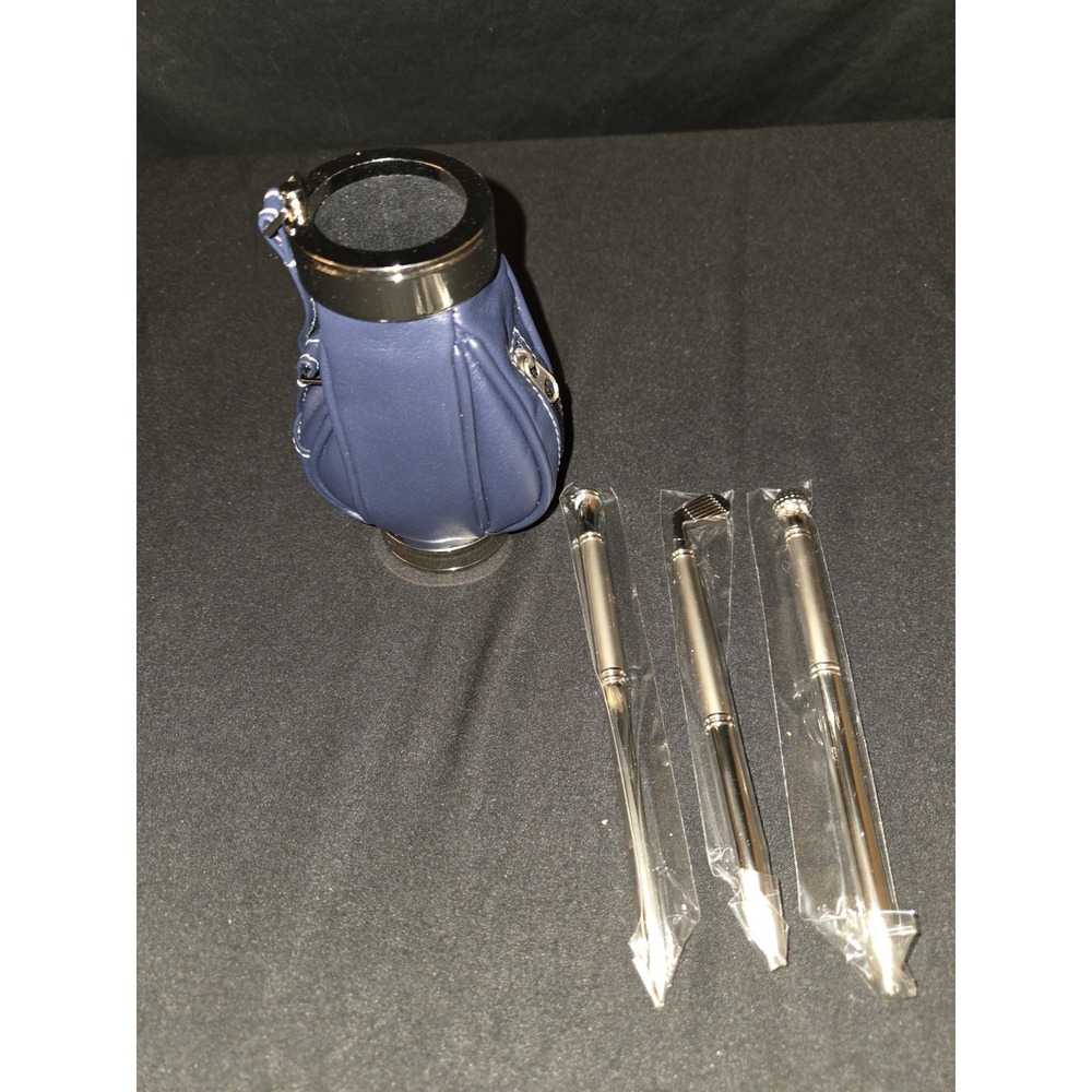 Golf Bag Pen Pencil Letter Opener Gift‎ Set  By Things Remembered Blue Silver